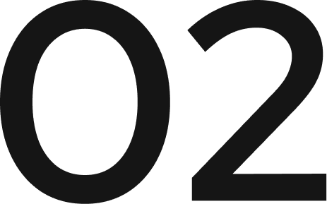 Bold numeral 02 in black